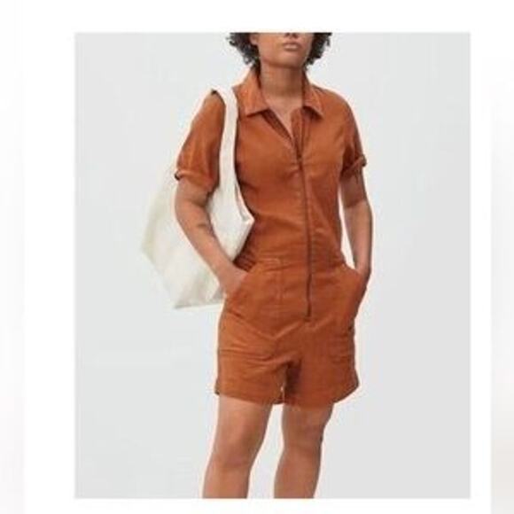 Everlane Pants - Everlane The Denim Short Coverall Organic Cotton Jumpsuit - Rust Brown US 4